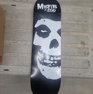 Zero x Misfits Black & White Skull Skateboard Deck